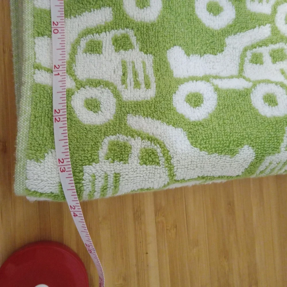 Pottery Barn Kids Green White Construction Truck Dump Truck 100% Cotton Towel 48